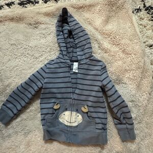 Carter's Gray Striped Hoodie with Animal Detail